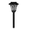 12" Black Solar Lantern With White LED Light & Lawn Stake
